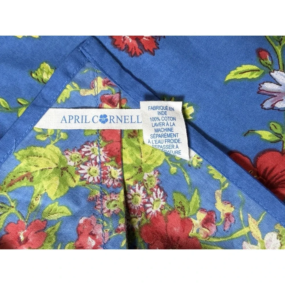 April Cornell Graceful Garden Tablecloth Blue Floral Cloth‎ Square 36x36 Cottage